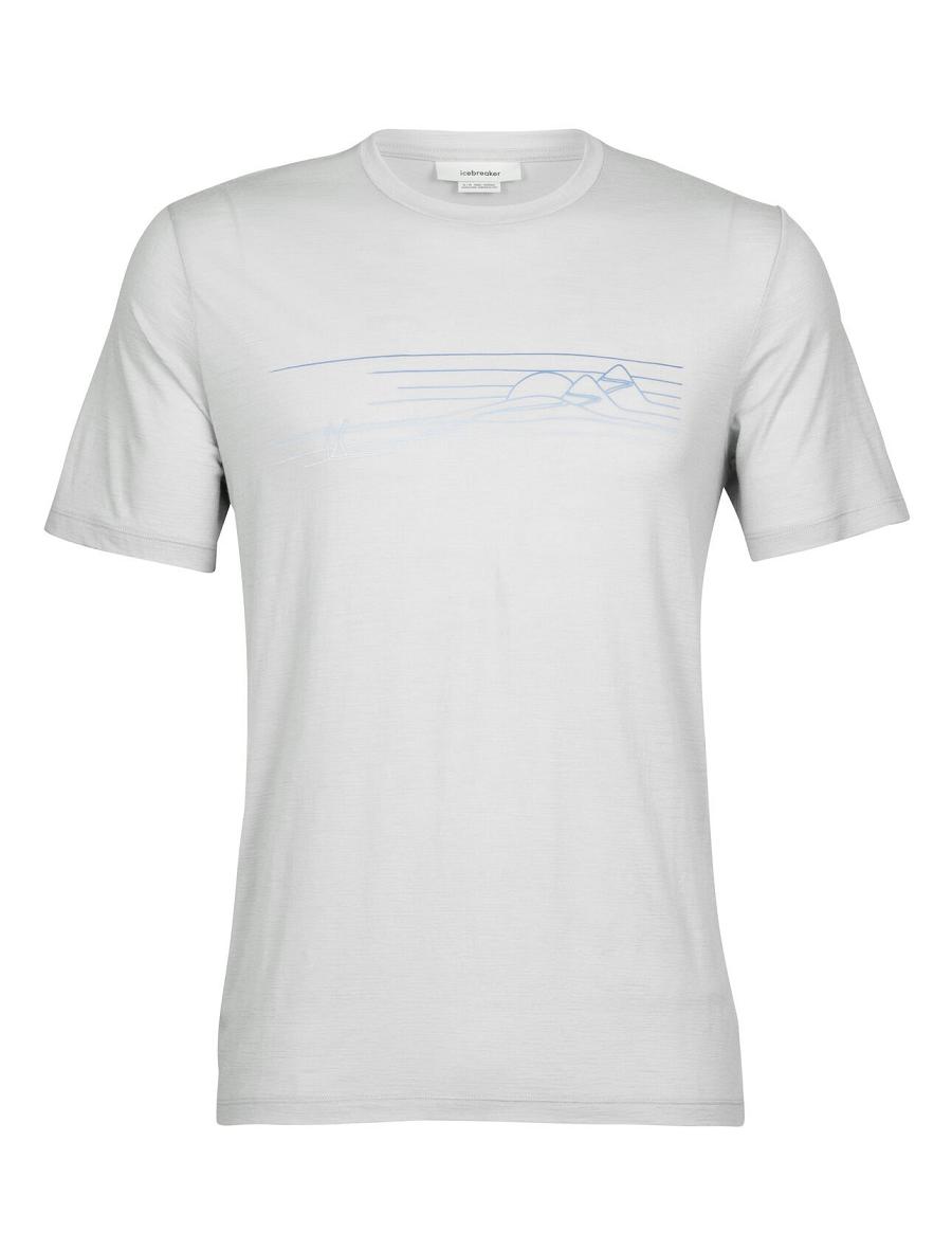 Ether Icebreaker Merino Tech Lite II Short Sleeve Ski Stripes Men's T Shirts | AU 1176PJJQ